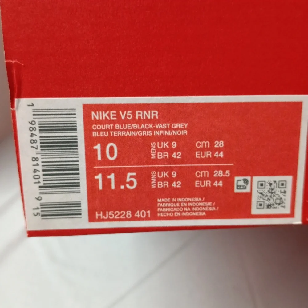 Nike V5 Rnr Court Blue Vast Grey College Grey Black HJ5228-401 Men's Size 10
